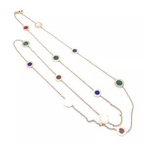 Authentic! Bvlgari Bulgari 18k Rose Gold Multi Gemstone 38" Long Necklace
